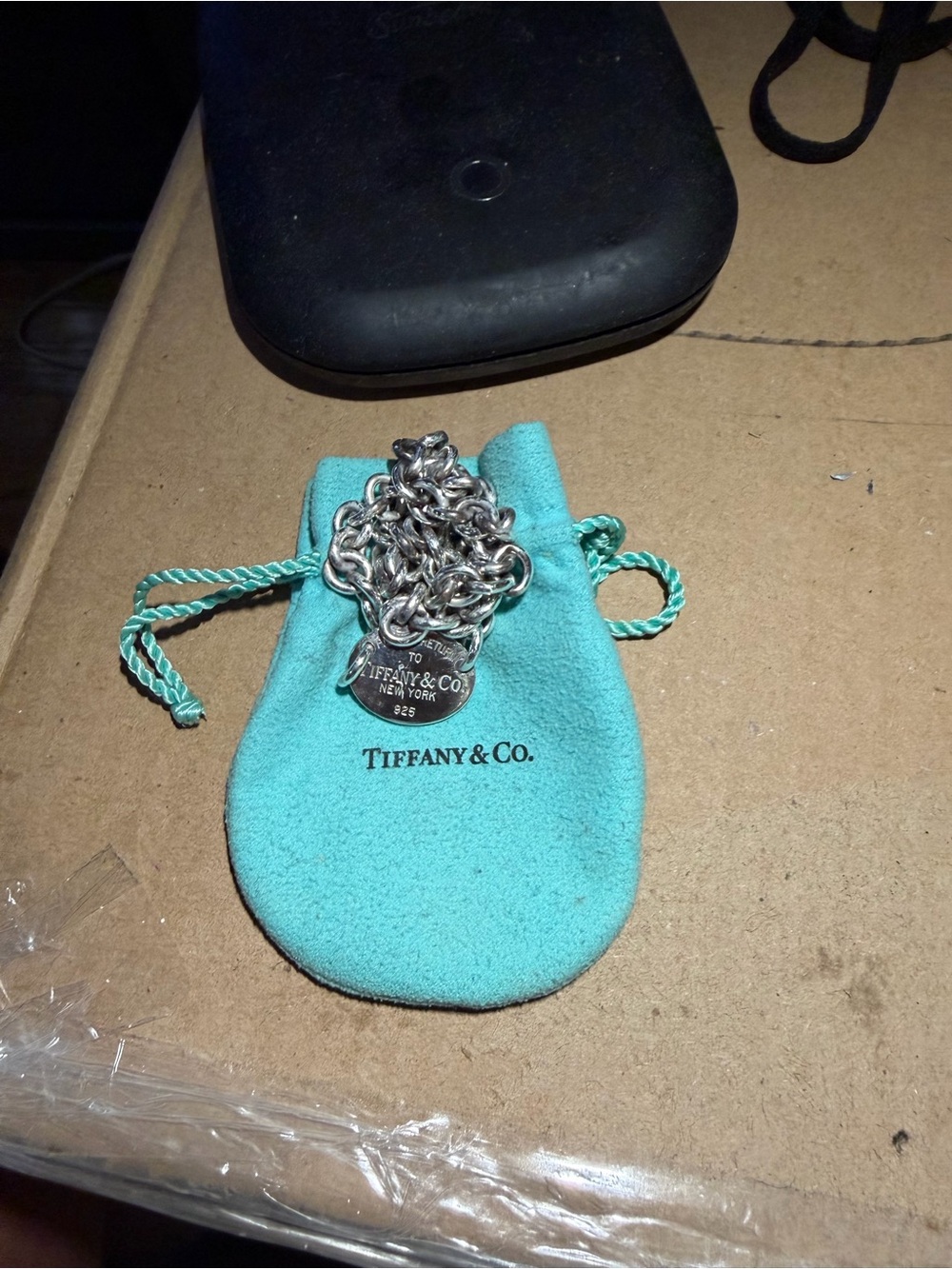 Tiffany & Co. Sterling Silver Charm Necklace with Tiffany Blue Pouch